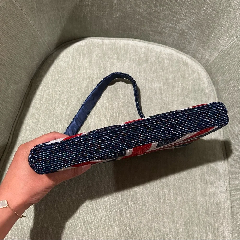 Union Jack Beaded Handbag Vintage Handbag Y2K Handbag British Flag Handbag UK - Picture 5 of 10